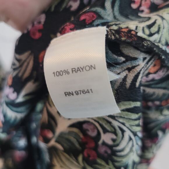 J.Jill Size XS Floral Peplum Hem Long Sleeve Tunic Top 100% Rayon Office - Picture 4 of 10